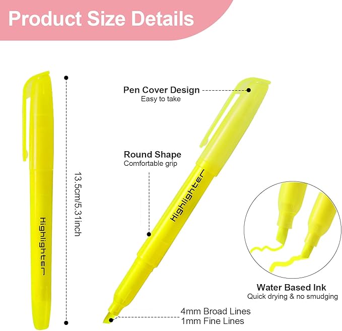 600 Pcs Highlighter in 6 Assorted Colors Chisel Tip No Bleed & Dry-Quickly Highlighters Bulk for Adult Kids, Office Classroom School Supplies for Teachers