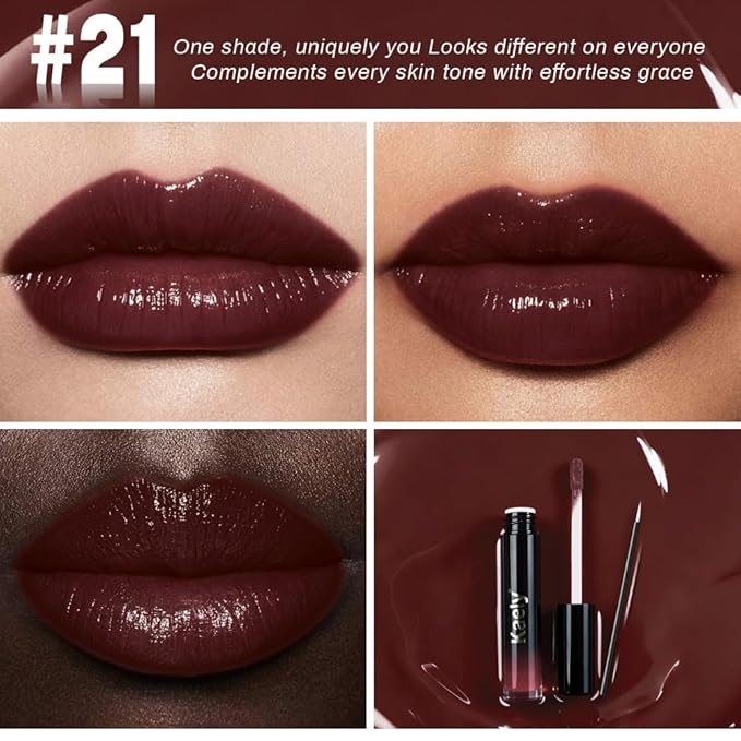 Kaely Longwear Shine Lipstick for Women, Highly Pigmented Liquid Lip Color Makeup, Non-Transfer Lip Gloss Stain Waterproof Smudge Proof 24 Hour, Glossy Finish, Vegan & Cruelty-free, 21 SENSUAL