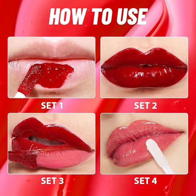 Vivid Coral Peel off Lip Stain Lip Oil Dual Ended Combo Set with Tweezer, 2 in 1 Lips Liner Stain Oil Long Lasting Waterproof, High Pigmented Flawless Lips Tint Stick Not Faded Vegan & Cruelty-free