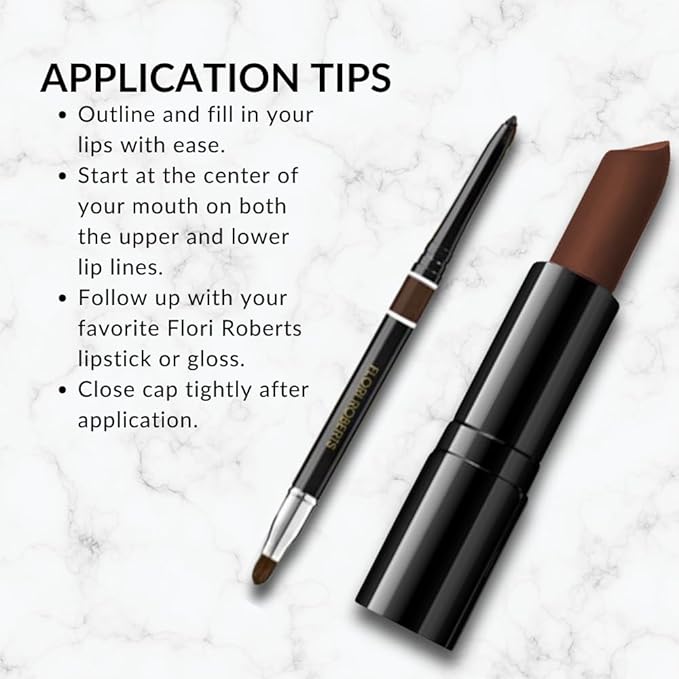 Flori Roberts Luxury Lip Pencil, Retractable Lip Liner and Filler, Vibrant Lip Makeup for Women of Color or Deeper Skin Tones