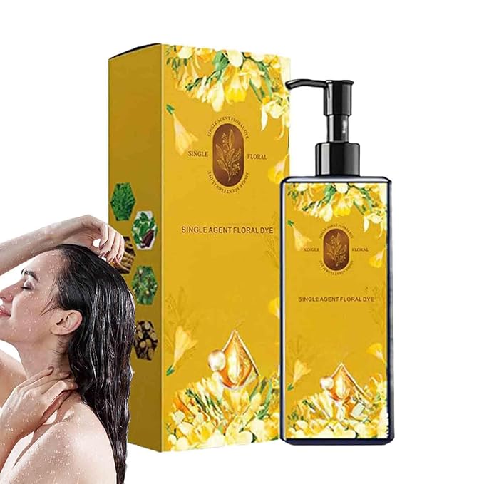 Nourishing Plant-Based Hair Color Shampoo, Single Agent Floral Dye Shampoo, Long-Lasting Natural Hair Color Dye, for Gray Coverage, shafts and minimizing frizz for Men & Women (Chestnut Brown)