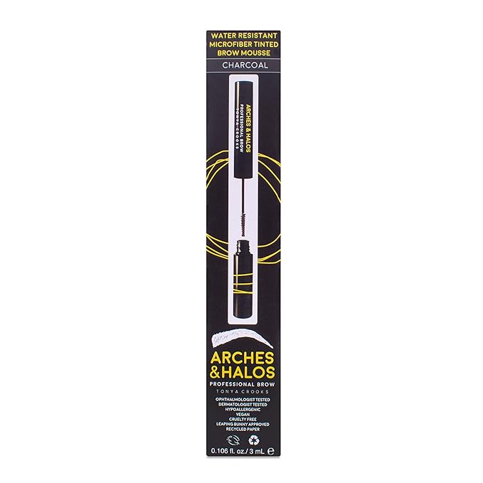 Arches & Halos Microfiber Tinted Brow Mousse - Highly Pigmented Brow Color - For Full and Bold Brows - Vegan and Cruelty Free Makeup - Charcoal, 0.106 fl oz (Pack of 2)