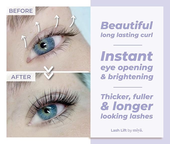 MIYA LASH 2 in 1 Lash Lift & Brow Lamination Kit | Instant Fuller Eyebrows, Eyelashes | Salon Result lasts 8 weeks | Professional LVL, Perm, Laminate with Silicone Shields, Lash Picks