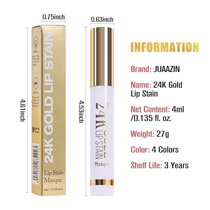All Day Lip Stain Peel Off Gold Liquid Lip Gloss Tattoo, Ruby Red Matte Finish Peel Off Lip Stain Masque, Long Lasting Waterproof Lip Tint, Transfer-proof for All Skin Types 03#