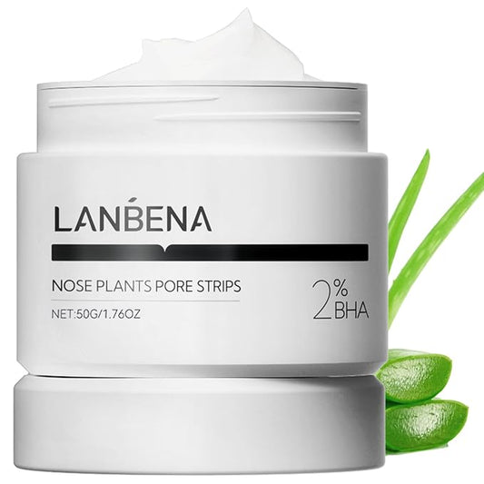 LANBENA Pore Strips (50g/1.76 Oz), 100 pcs Nose Strips, Blackhead Remover Mask, NOTICE: Cream Goes Dried out & Rubbery At Low Temperature, Place Bottle in Boiling Water to Soften