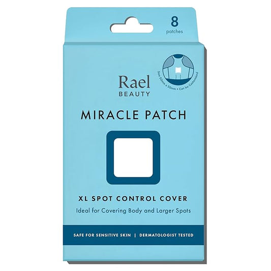 Rael Pimple Patches, Miracle XL Spot Control Cover - Hydrocolloid Acne Pimple Patch for Face, Zits & Blemish, Back and Body, Korean Skin Care (8 Count)