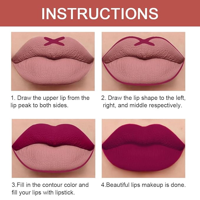 2-in-1 Plum Purple Lip Liner & Lipstick Set Kit for Women, Matte Lips Kit with Lip Liner Lip Stains Long Lasting Waterproof 24 Hour Lipstick and Lip Liners Combo Lipliners Pencil Set 05