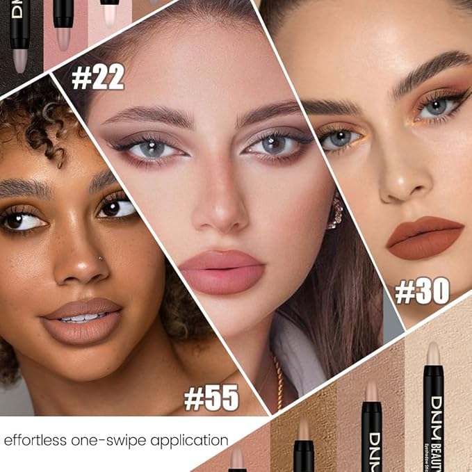 Kaely 8Pcs Cream Eye Shadow Sticks Set, Matte Eyeliner Pencil Eyeshadow Palette Makeup, Eye Highlighter Brightener Stick for Older Women Waterproof Pigmented, sombras para ojos, New-12