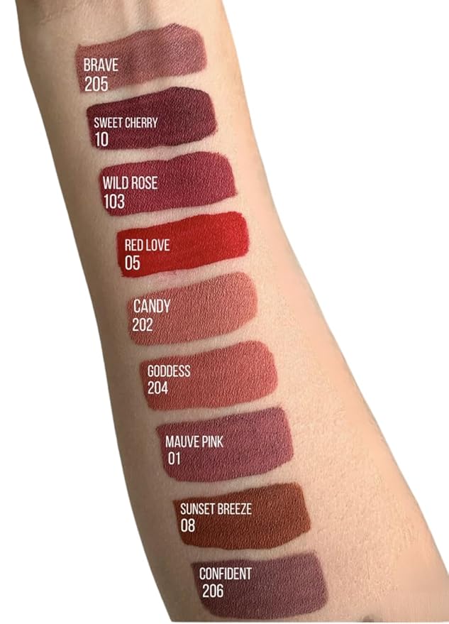 FARMASi Make Up Matte Liquid Lipstick, Long-Lasting and Ultra-comfortable, High-Impact, Lightweight, Organic, Pure Pigments 0.14 fl.oz (Brave)