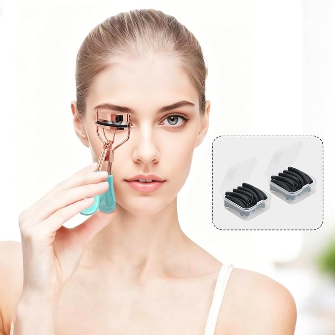 Eyelash Curler for Hooded Eyes,Euramerican,Asian, Jpanese C-curl, 2 Packs Eyelash Curler Refill Pads Compatible with Shiseido,Tweezerman,Shu uemura,Kevyn Aucoin,e.l.f