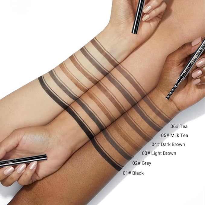 Ultra-Fine Eyebrow Pencils for Women, Waterproof Dual-Sided 5 Pack Taupe Eye Brows Pen, Draws Tiny Brow Hairs, Defines, Fills, Shapes, Contours, Combs -Milk Tea