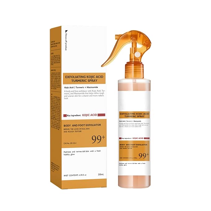 Body Keratin Care Kojic Acid Turmeric Spray 200ml, Exfoliating Peeling Solution, Peel Shot Turmeric Spray, Gentle Body Care for Smooth, Exfoliate and Shine