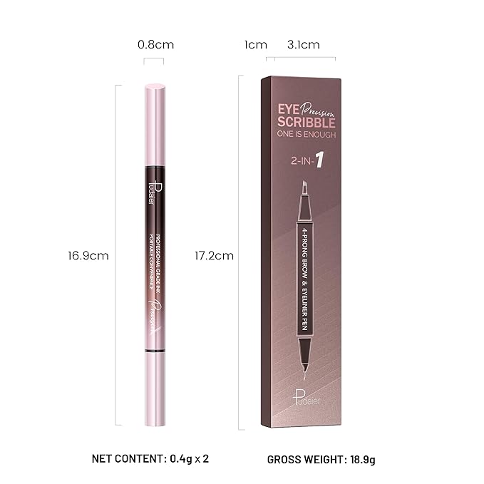Eyebrow Pen, Waterproof Microblading Eyebrow Pencil, 2-in-1 Dual-Ended 4 Tip Eye Brow Makeup Pen for Women with Precise Curved Brush-Tip Create Natural Hair-Like Brows, Last All-Day (Truffle)