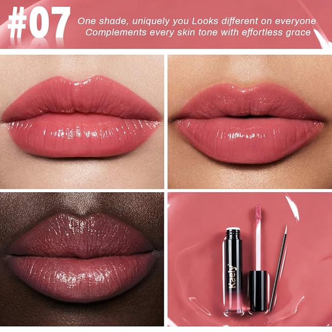 Kaely Longwear Shine Lipstick for Women, Highly Pigmented Liquid Lip Color Makeup, Non-Transfer Lip Gloss Stain Waterproof Smudge Proof 24 Hour, Glossy Finish, Vegan & Cruelty-free, 07 CHARMED