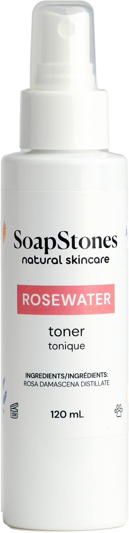 Soapstones Rosewater Toner - 120ml, Alcohol-Free, Suitable for All Skin Types - Rose Water Facial Toner for Daily Use