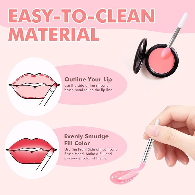 12 PCS Lip Mask Applicator&8 Pack Air Cushion Puff, Reusable Silicone Lip Applicator, Wet and Dry Dual-Use Makeup Sponge, Beauty Makeup Set for Daily Makeup, Attending a Party and Taking Photos