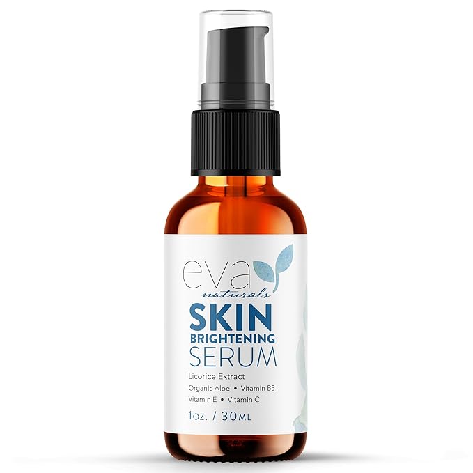 Eva Naturals Skin Brightening Serum – Dark Spot Corrector for Face & Body with Licorice Extract, Vitamin C, Peptides & CoQ10 – Targets Uneven Tone, Sun Spots & Age Spots - 1 Fl Oz