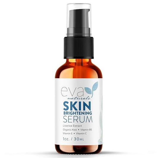 Eva Naturals Skin Brightening Serum – Dark Spot Corrector for Face & Body with Licorice Extract, Vitamin C, Peptides & CoQ10 – Targets Uneven Tone, Sun Spots & Age Spots - 1 Fl Oz