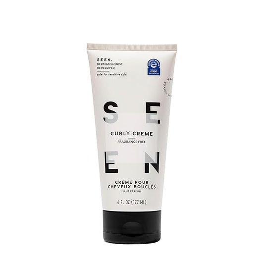 SEEN Curly Creme, Fragrance Free - Non-Comedogenic & Curl Defining Styling Hair Cream- Anti Frizz- Heat Protectant- Safe for Sensitive Skin