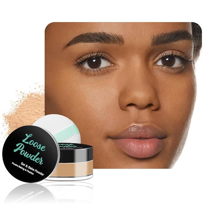 Loose Setting Powder - Translucent Finishing Powder for Face With Built-in Puff, Oil Control & Pore Blurring, Soft Matte Makeup, Vegan & Long Lasting, Deep 10 (0.21 oz)