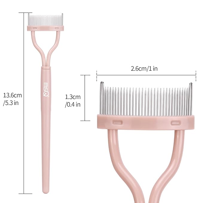 Eyelash Separator Eyelash Comb Lash Separator Tool MSQ Mascara Brush Eyelash Brush Separator Mascara Comb Arc Designed Mascara Applicator With Cover Naked Pink (1PCS)