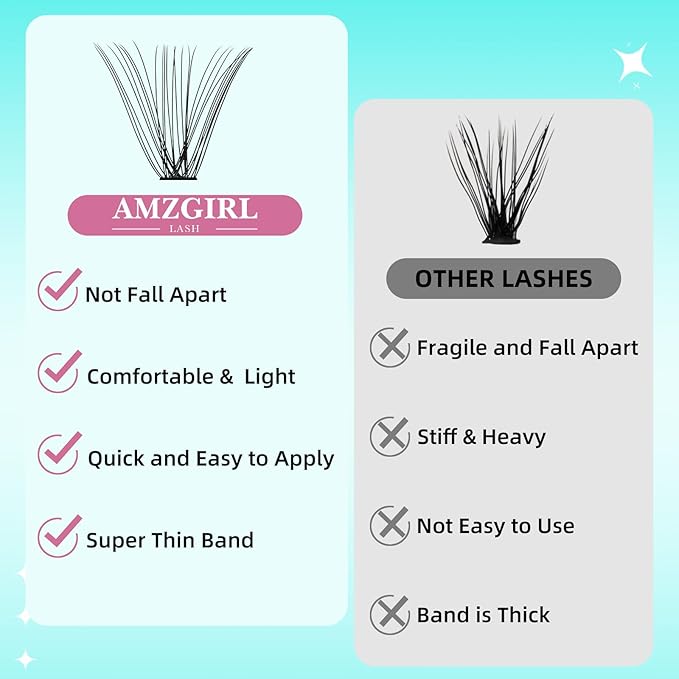 Lash Clusters Wispy 280PCS Eyelash Extension 40D 50D Cluster Lashes Individual Lashes DIY Lash Extension Natural Look Cluster Eyelash Extensions Soft False Eyelashes at Home for Beginners(10mm)