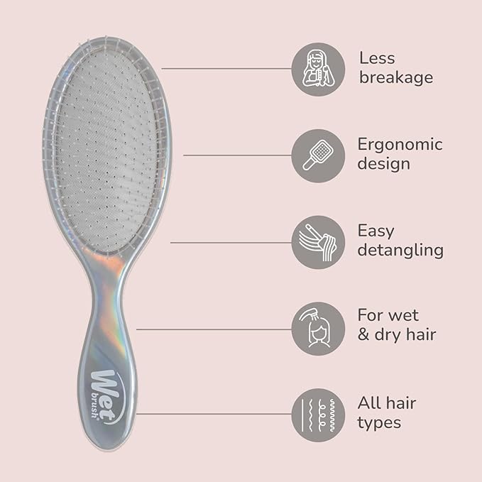 Wet Brush Original Detangler & Mini Hair Brush Gift Pack, Chrome (Iridescence Icon) - IntelliFlex Bristles - Detangling Brush Glides Through Tangles For All Hair Types (Wet & Dry), Limited Edition