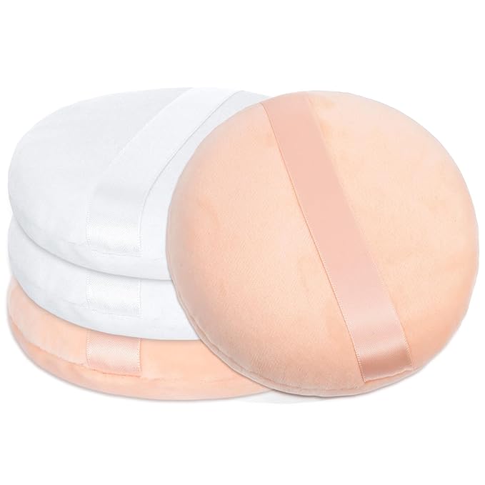 4 Pcs 5 Inch Pink Body Powder Puff Large Loose Talcum Powder Puff Pink Soft Air Cushion Makeup Blending Sponges for Liquid Cream Foundation Women Bath Body Makeup Face Round