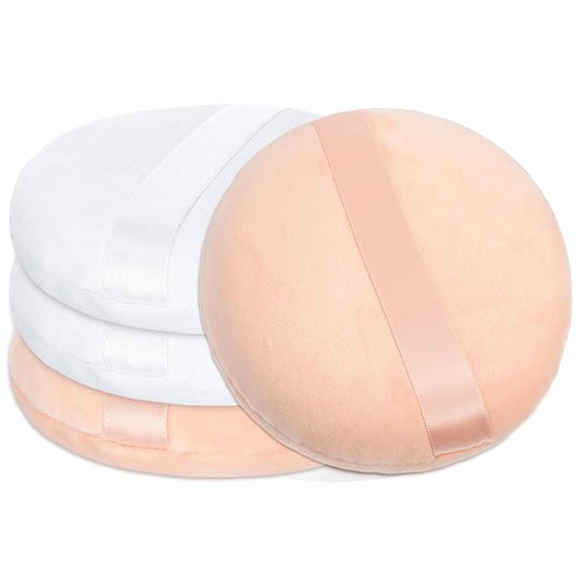 4 Pcs 5 Inch Pink Body Powder Puff Large Loose Talcum Powder Puff Pink Soft Air Cushion Makeup Blending Sponges for Liquid Cream Foundation Women Bath Body Makeup Face Round