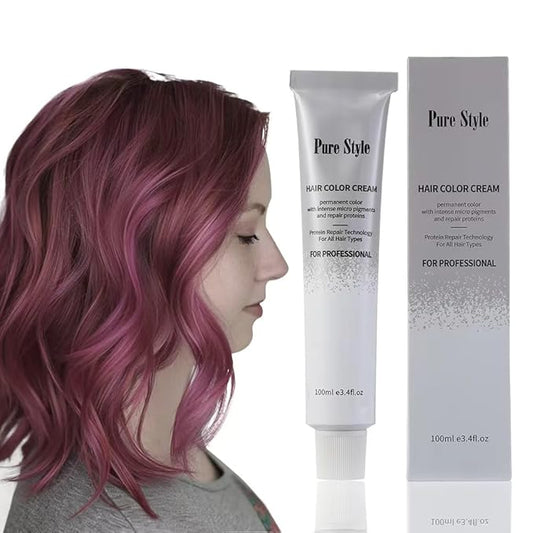 PureStyle 100g Professional Permanent Hair Color Dye Cream Ammonia Free, Long Lasting Deep Purple Color, Natural Shine, For All Hair Types Easy At Home Application (S3/66 Deep Purple)