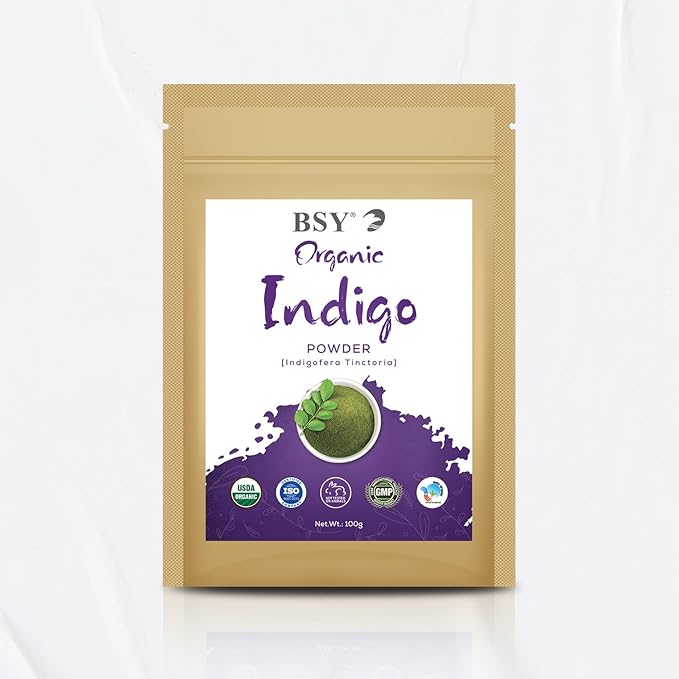 BSY Organic Henna and Indigo Powder for Hair - 100% Natural 0.4 lb (200g) Combo for Black Hair Color, Henna Hair Color & Indigo Powder Blend