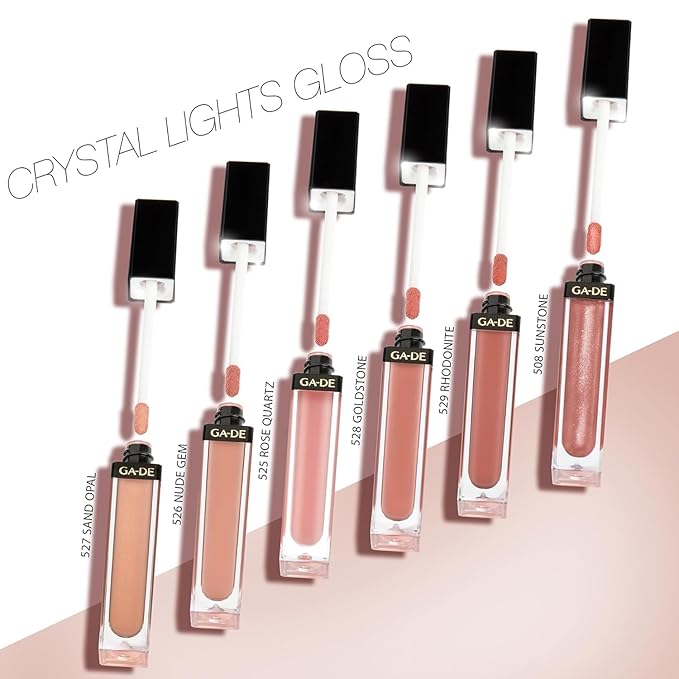 GA-DE Crystal Lights Lip Gloss, 514 - Enriched with Light-Reflecting Crystal Pearls - Smooth Silky, Rich Color - Moisturizes and Adds Shine - 0.2 oz