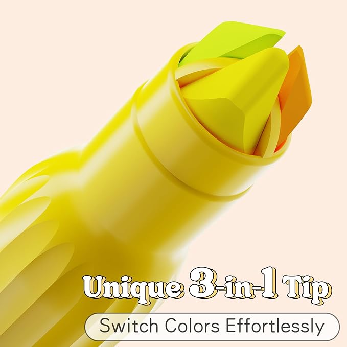 Triple-Tip Highlighters Assorted Colors, 6 Pack No-Bleed Highlighters with 3 Tips per Pen, 18 Multi Colors, Quick-Dry Ink for Journaling, Note Taking & Planner Supplies