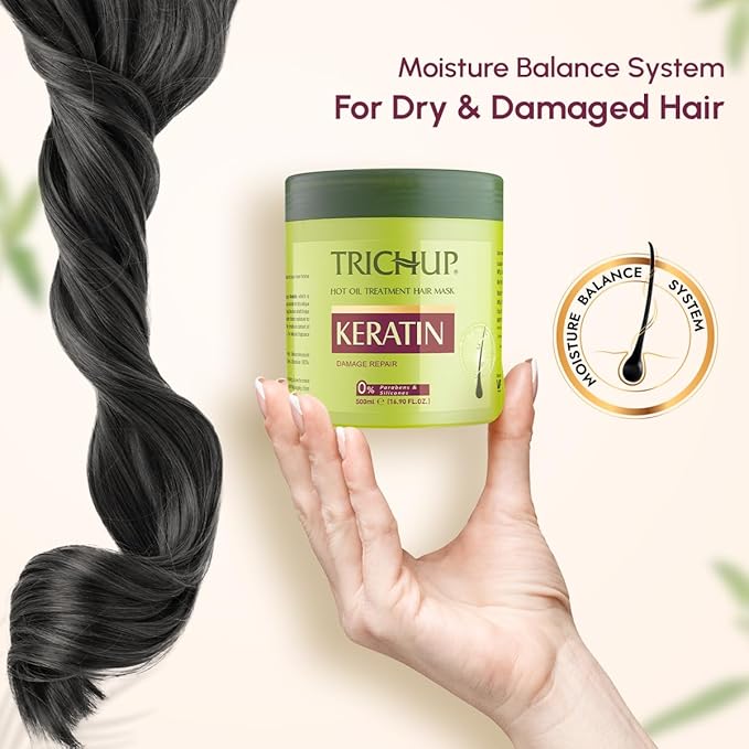 TRICHUP Keratin Hair Mask - Deep Hair Conditioner for Dry, Damaged, Frizzy Hair - Split Ender, Hot Oil Hair Treatment, Hair Repair Hydrating Masque - Sulfate Free Keratin Treatment (16.90 fl oz)