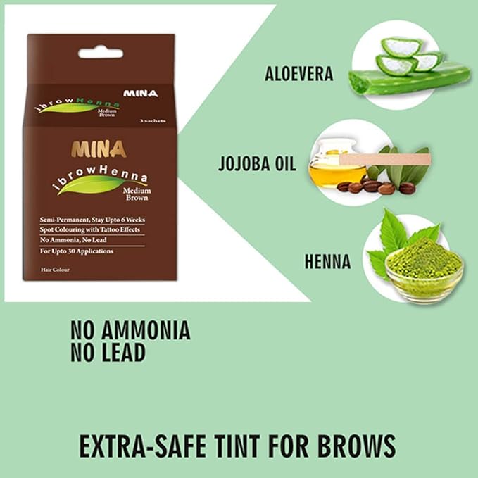 Mina ibrow Hair Color Medium Brown|Natural Spot coloring Hair Tinting Powder, Water and Smudge Proof | No Ammonia, No Lead with 100% Gray Converge|Vegan and Cruelty free