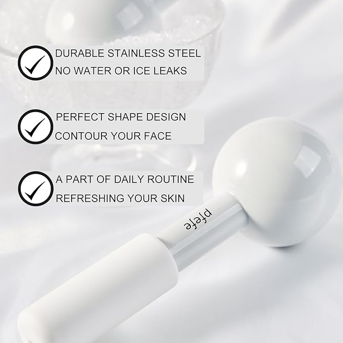 Pfefe Ice Globes for Face & Eyes, Unbreakable Stainless Steel Cryo Sticks for Beauty Routines, Facials Cold Roller Cooling Globes for Puffiness, Wrinkles, Dark Circles, Headaches