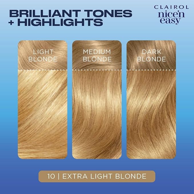 Clairol Nice'n Easy Permanent Hair Dye, 10 Extra Light Blonde Hair Color, Pack of 1
