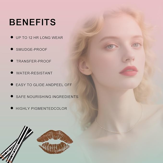 Lip Stain Peel Off - Red Brown Terracotta Lip Tint for Women & Teens | Long Lasting, Waterproof, Non-Sticky, Hydrating | Bold Peel Off Lip Glaze for Sultry Makeup Look