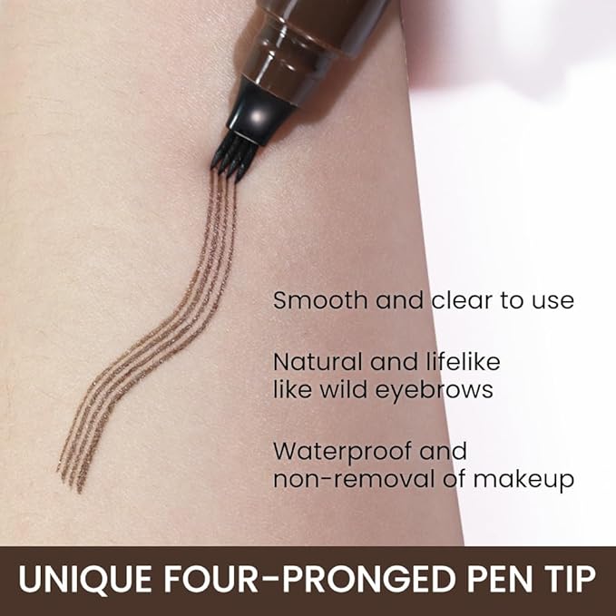 Kaely 2Pcs Eyebrow Pencils for Women, 4 Tip Magical Precise Waterproof Brow Pen, Microblading Eyebrow Contouring Pen, lapiz de cejas 3d Eye Brow Gel, 24h Smudge Proof, 02 Dark Brown