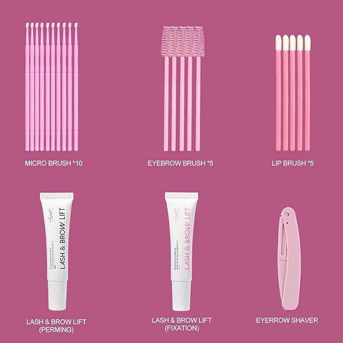 Lash & Brow Lift, Professional Lash Lift Kit Natural Ingredient for Long-Lasting Natural Curl & Self Lash Lifting, Brow Lamination Set for Salon-Quality Results at Home