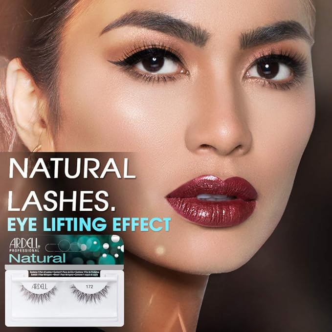 Ardell Natural Lashes 172 - Reusable, Natural Look Fake Eyelashes, Long-Lasting Eyelashes for Everyday Wear, 4 Pack