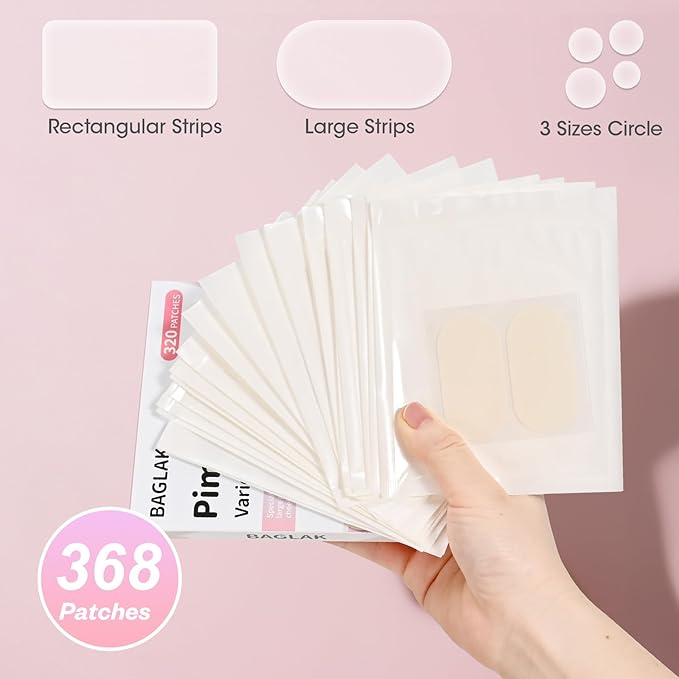 Pimple Patches for Face, 320 Counts 5 Sizes Large Patches, Hydrocolloid Blemishes Patch, Spot Dots Cover for Body, Chin, Cheek Zits & Blemish & Breakouts
