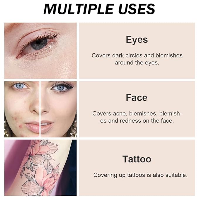 Kaely Pot Concealer Full Coverage Set, Under Eye Brightener Color Correcting Concealer for Dark Circles, Waterproof Foundation Face Makeup Brush Kit, Eye Ring Corrector de ojeras, 01 IVORY WHITE