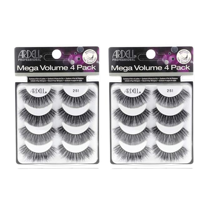 Ardell False Eyelashes Mega Volume 251 – Fluffy Volume for a Dramatic Look, Wispy Lashes, Full Strip Lashes, 2 Pack