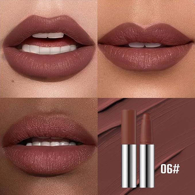 Chocolate Brown Matte Lipstick Crayon – Waterproof Long Lasting Lip Liner Pencil, High Pigment Creamy Velvet Lipstick, Non-Drying Lip Color for Women, 06#
