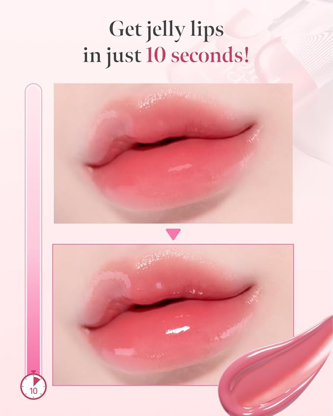 CORLAHAZE Glow Lock Jelly Tint 101 Chou 4g, Hydrating Jelly Glow Lip Stain, Glass-Like Shine Lip Gloss, Long-Lasting Color, Moisturizing Lip Enhancer, Collectible Lock-Shaped Design, Korean Makeup