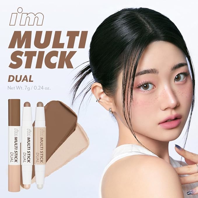 I'M MEME Two Shade Contour - I'm Multi Stick Dual 001 Contouring | Shading and Highlighting, Matte Finish, Suitable for Beginners, Portable Size, Lightweight Formula, Easy Blending