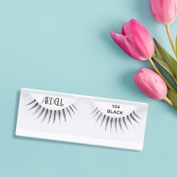 Ardell Natural Lashes False Eyelashes, 104 Black - Reusable, Lightweight, Wispy Strip Lashes for a Natural & Dramatic Look, 4 Pack