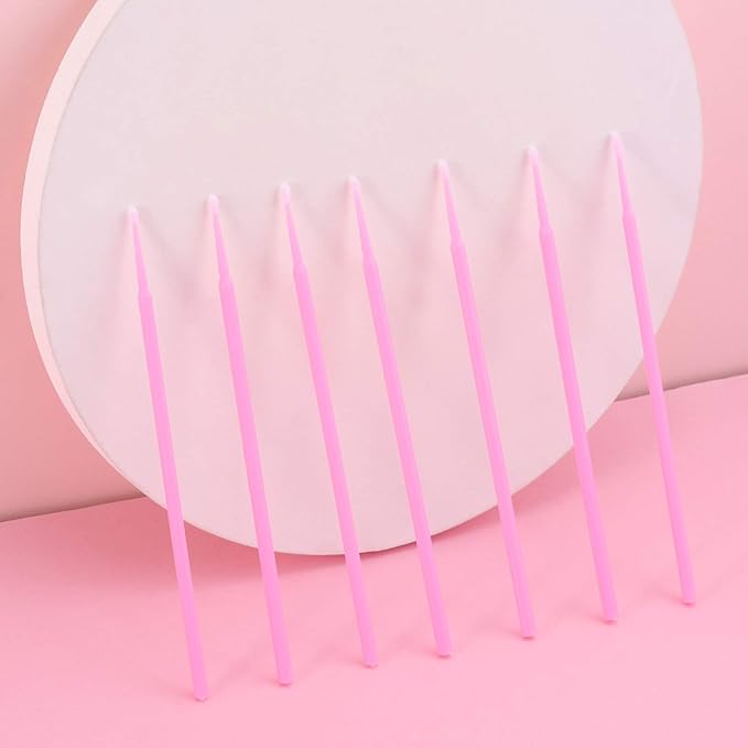 Tbestmax 500 Pcs Disposable Micro Applicator Brush Micro Swabs, Eye Lashes Mascara Wands for Eyelash Extension Pink