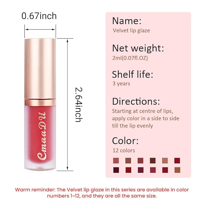 evpct 1Pcs Plum Purple Silky Velvet Matte Liquid Lipstick Lip Gloss Set for Women Long Lasting 24 Hours Color Stay Lipstick 07#